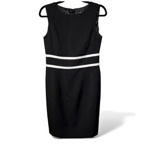 Elegant Black Midi Dress with White Accents